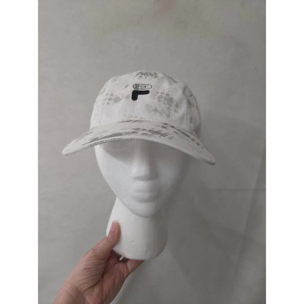 Fila Sport Womens White Grey Splatter Graphic Adjustable Baseball Cap Hat OSFM